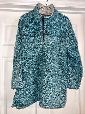 True Grit Cozy Turquoise Sherpa Pullover